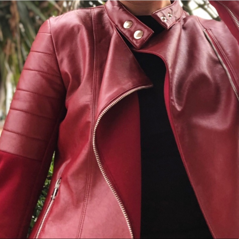 Burgundy  red Moto jacket